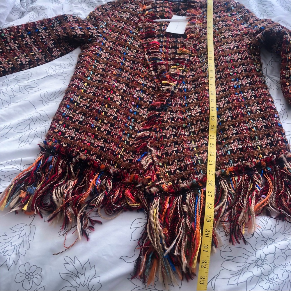 NWT Zara Rainbow Tweed Sweater Jacket with Fringe sz XS - Picture 5 of 10